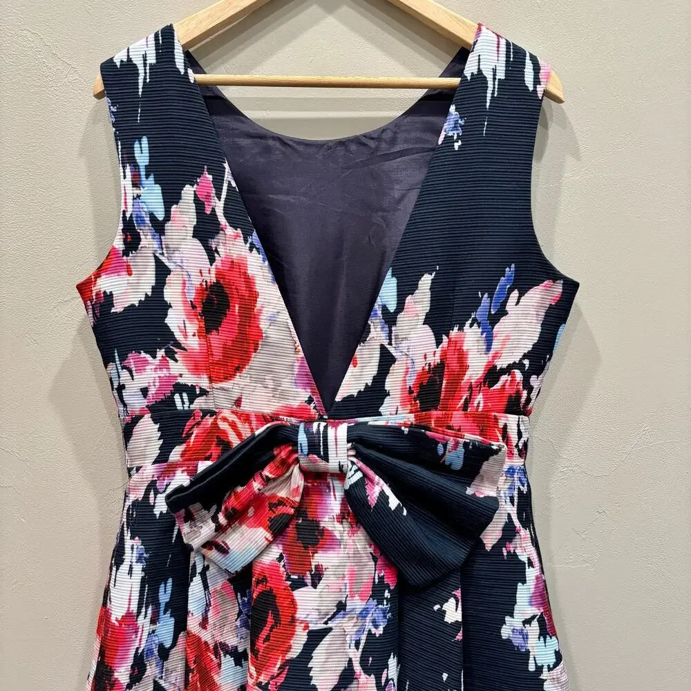 Kate Spade Hazy Floral Fit & Flare Open Back Dress Ink Multi - Size: 12